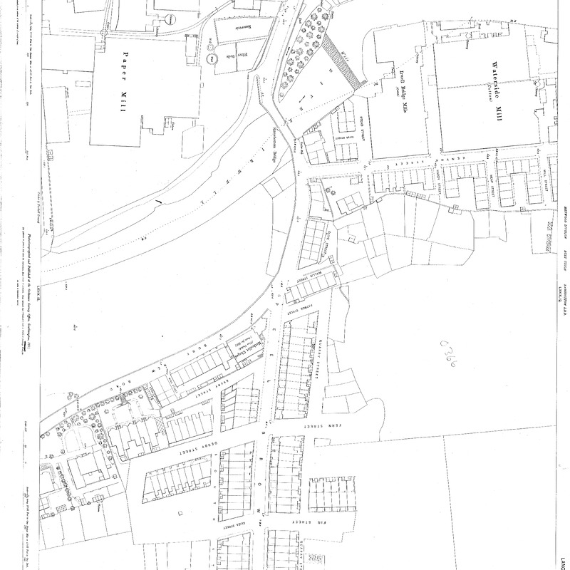 Ordnance Survey Lancashire, Ramsbottom, Sheet: LXXIX.12.15. Surveyed 1891.  Published 1892. Scale: 10ft = 1 mile.(1:500)