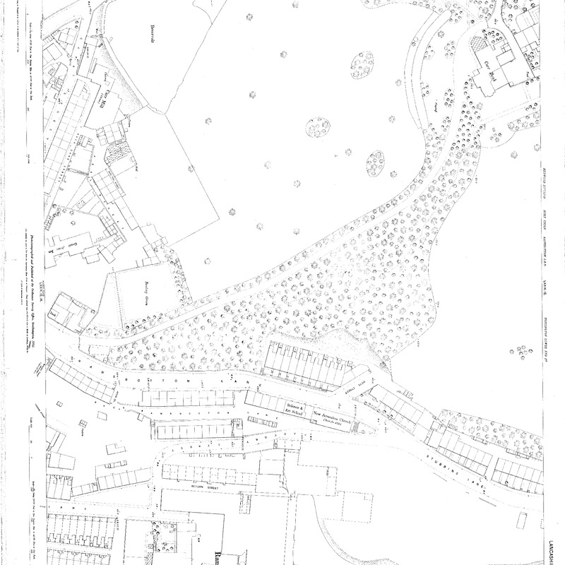 Ordnance Survey Lancashire, Ramsbottom, Sheet LXXIX.12.9.  Surveyed 1891.  Published 1892.  Scale: 10ft = 1 mile(1:500)