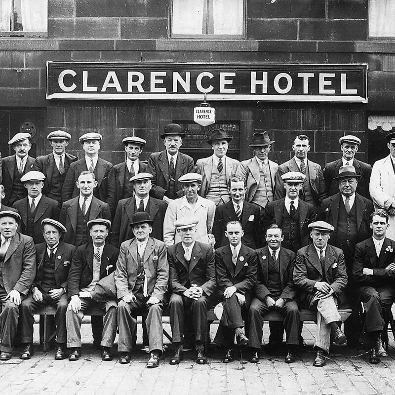 c 1930. Regulars of Clarence Hotel ready for a day trip.