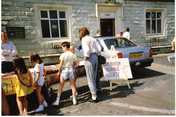 Ramsbottom Heritage Society stall outside Railway Hotel 
17-Buildings and the Urban Environment-05-Street Scenes-022-Railway Street
Keywords: 1988