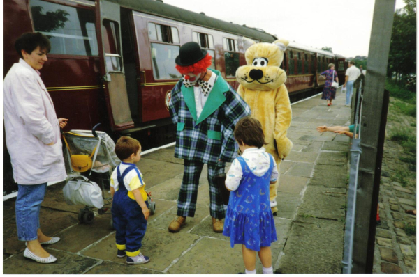 Clown on Ramsbottom station 
16-Transport-03-Trains and Railways-000-General
Keywords: 1989