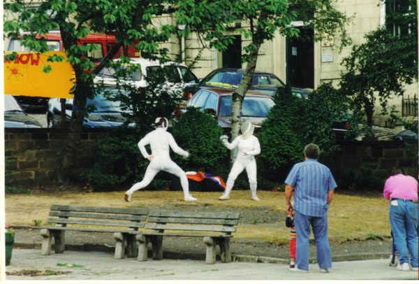 Fencng in Market place at Ramsbottom 2000 fair 
17-Buildings and the Urban Environment-05-Street Scenes-017-Market Place
Keywords: 1995
