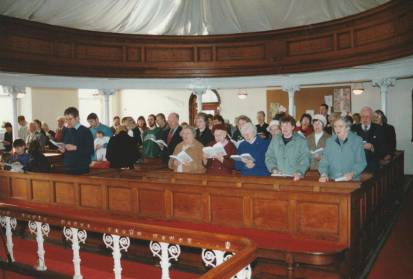 Last service in the old building, Christ Church, Market Place 
06-Religion-02-Church Activities-014-Christ Church Baptist Methodist, Great Eaves Road, Ramsbottom
Keywords: 1997