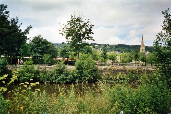 View of St Paul's Church from across the Irwell
06-Religion-01-Church Buildings-001-Church of England  - St. Paul, Bridge Street, Ramsbottom
Keywords: 1999