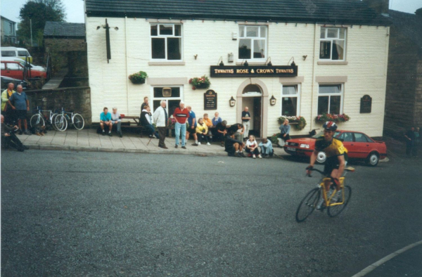 Drinkers cheer as cyclist passes Rose and Crown 
to be catalogued
Keywords: 2001