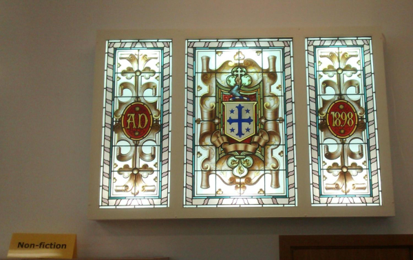 Stained glass window from the Cottage Hospital now on display in Ramsbottom Library
06-Religion-01-Church Buildings-001-Church of England  - St. Paul, Bridge Street, Ramsbottom
Keywords: 2015
