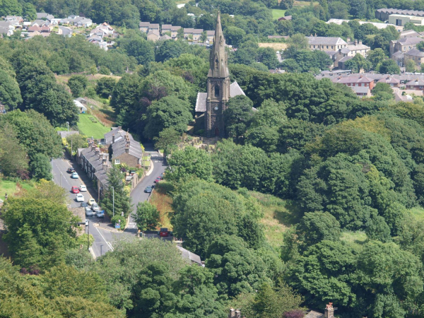 Holcombe Church form top of Peel Tower
06-Religion-01-Church Buildings-003-Church of England -  Emmanuel, Holcombe
Keywords: 2015