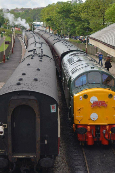 Debut run of the diesel The Whistler at Ramsbottom Station named Atlantic Conveyor in memory of the cargo ship and those who lost their lives in the Falklands War 
to be catalogued
Keywords: 2016