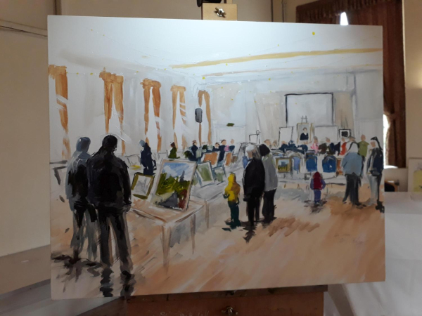 Ramsbottom Exibition of 200yrs of Paintings and Photos - - Well pleased with the painting - Stuart Barkley the finished painting of the Exibition Donated to RHS 
01-Ramsbottom Heritage Society-01-RHS Activities-009-2019 Art Exhibition in Civic Hall
Keywords: 2019