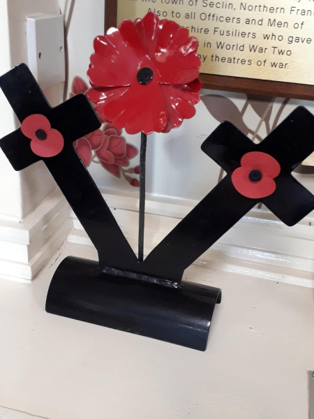 Rememberance Sunday 10-11-2019 Ramsbottom Royal British Legion - -  Metal Poppies inside The Ramsbottom Royal British Legion Club 
15-War-03-War Memorials-001-St Paul's Gardens and Remembrance Sunday
Keywords: 2019