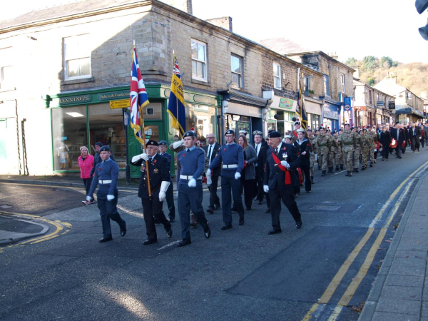 Rememberance Sunday 10-11-2019 Ramsbottom Royal British Legion - -  Parade marching down Bridge Street 
15-War-03-War Memorials-001-St Paul's Gardens and Remembrance Sunday
Keywords: 2019