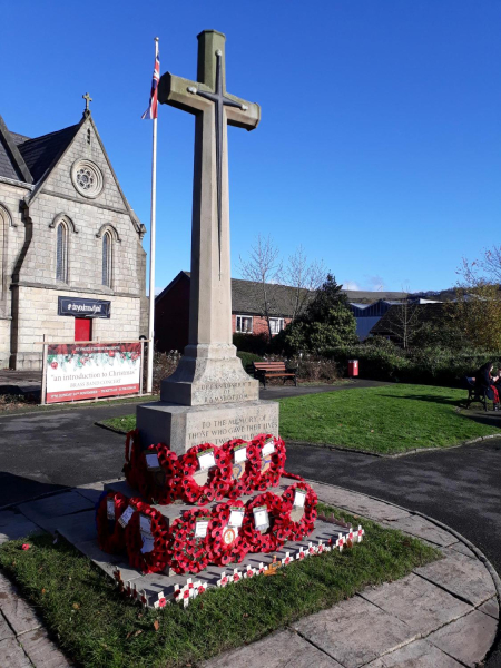 Rememberance Sunday 10-11-2019 Ramsbottom Royal British Legion - -  Cenotaph after the wreath laying 
15-War-03-War Memorials-001-St Paul's Gardens and Remembrance Sunday
Keywords: 2019