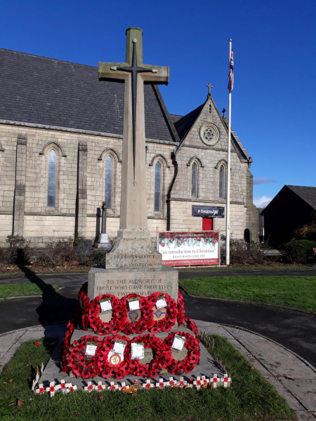 Rememberance Sunday 10-11-2019 Ramsbottom Royal British Legion - -  Cenotaph after the wreath laying 
15-War-03-War Memorials-001-St Paul's Gardens and Remembrance Sunday
Keywords: 2019