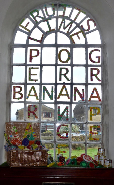 Windows at Edenfield Parish Church? showing Food from the World during? the Rossendale Art Trail
06-Religion-01-Church Buildings-004-Church of England -  Edenfield Parish Church
Keywords: 2019