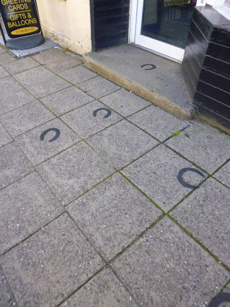 Social distancing horseshoes on pavement outside Horse Bits, Bridge Street
17-Buildings and the Urban Environment-05-Street Scenes-003-Bridge Street
Keywords: 2020