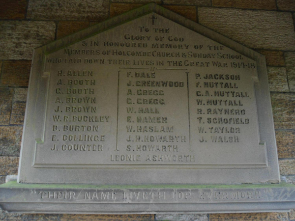 Memorial Plaque inside the Lynch Gate WW1 
06-Religion-02-Church Activities-003-Church of England -  Emmanuel, Holcombe
Keywords: 2020