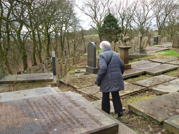 Betty Chapman looking for family graves Holcombe Church Yard 
17-Buildings and the Urban Environment-05-Street Scenes-014-Holcombe Village
Keywords: 2020