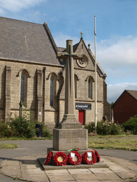 Wreaths on Ramsbottom Cenotaph (covid 19) for VJ Day 
15-War-03-War Memorials-001-St Paul's Gardens and Remembrance Sunday
Keywords: 2020