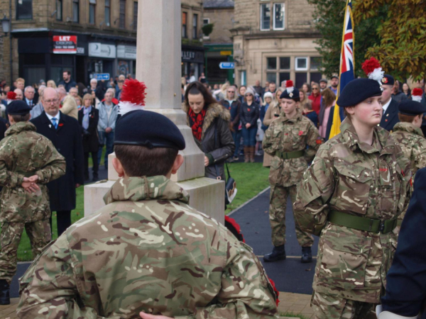 Parade making there way onto St Paul's Gardens Cenotaph 
06-Religion-01-Church Buildings-001-Church of England  - St. Paul, Bridge Street, Ramsbottom
Keywords: 2021