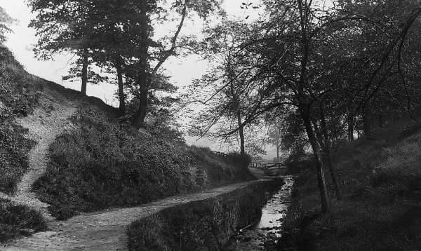  P/c posted 16/1/1908  Lovers Walk ran beside a mill goit from  Railway st, Summerseat to Wood Road
17-Buildings and the Urban Environment-05-Street Scenes-028-Summerseat area
Keywords: 1945