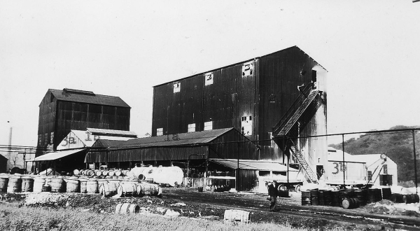 Ocean Chemical Works, 1928  from the Nuttall side,.Signed James Velding (manager].
17-Buildings and the Urban Environment-05-Street Scenes-019-Nuttall area
Keywords: 1945