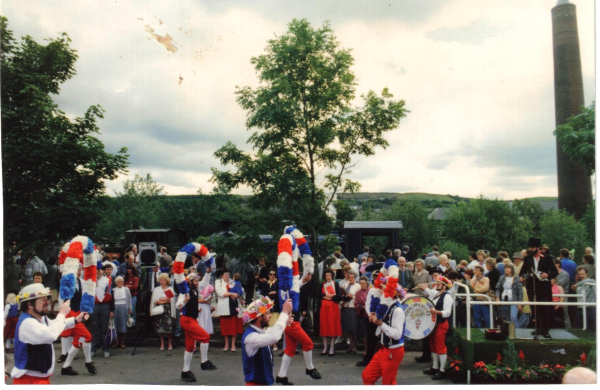 Morris Dancers on First day of steam 
14-Leisure-04-Events-007-Return of Steam 1987
Keywords: 1987