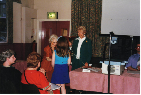 The Mayoress of Bury present prizes at the Rmasbottom Heritage Society Tenth Birthday 
01-Ramsbottom Heritage Society-01-RHS Activities-000-General
Keywords: 1997