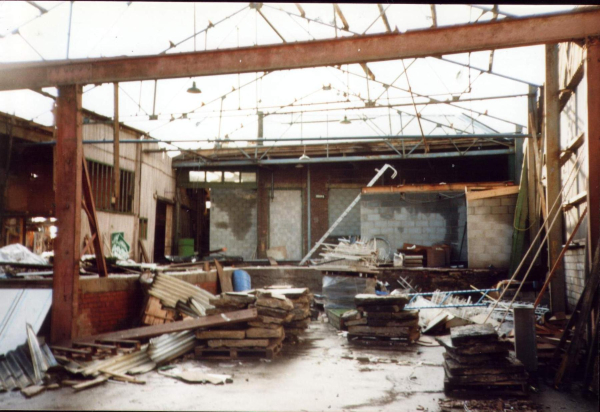 Demolition of Peel Mill taken from Prince Street / King Street 
02-Industry-01-Mills-009-Peel Mill,Ramsbottom
Keywords: 1998