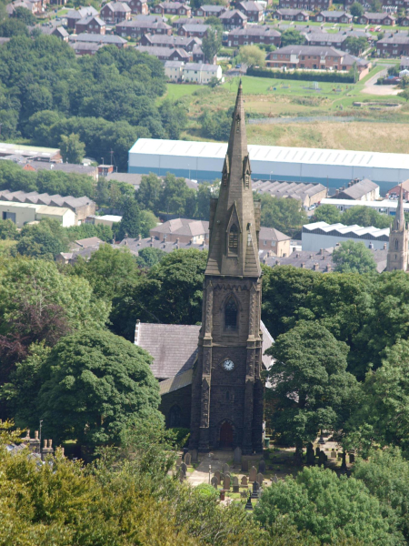 Holcombe Church form top of Peel Tower
06-Religion-01-Church Buildings-003-Church of England -  Emmanuel, Holcombe
Keywords: 2015