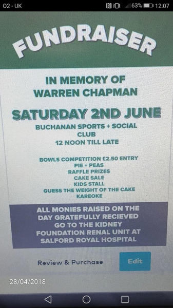 Fundraiser for Renal Unit Salford Hospital at Buchanan Sports & Social Club 
14-Leisure-04-Events-000-General
Keywords: 2018