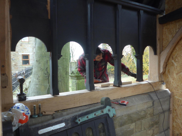 Lynch Gate at Edenfield Parish Church before and during repair 
06-Religion-01-Church Buildings-004-Church of England -  Edenfield Parish Church
Keywords: 2019