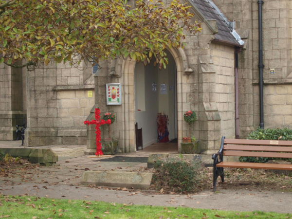 Entrance to St Paul's Church with Cross of Poppies
06-Religion-01-Church Buildings-001-Church of England  - St. Paul, Bridge Street, Ramsbottom
Keywords: 2020
