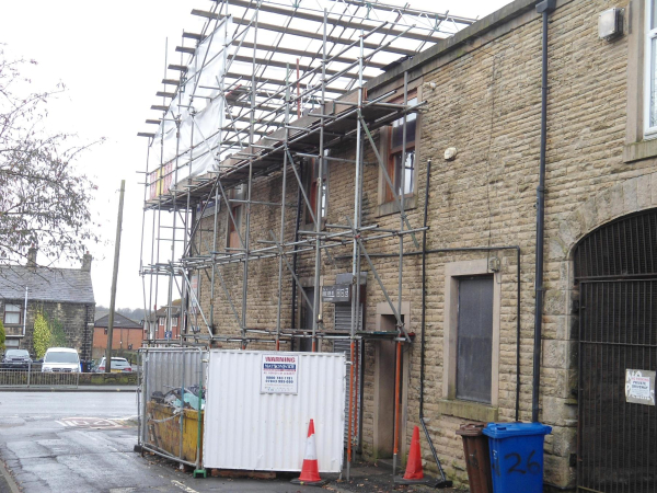 Scaffolding up ready for new roof on Class Cuts  
17-Buildings and the Urban Environment-05-Street Scenes-002-Bolton Road West
Keywords: 2021