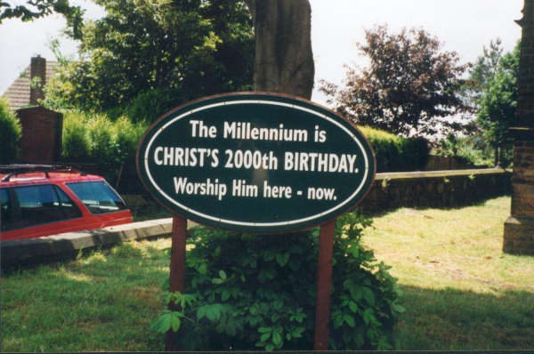 Millennium sign outside Edenfield Church
17-Buildings and the Urban Environment-05-Street Scenes-011-Edenfield
Keywords: 2000