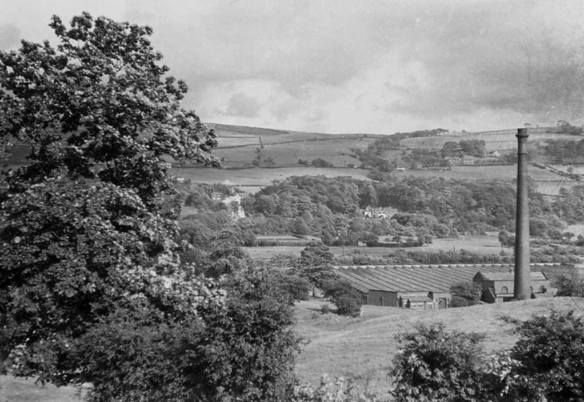 Holme Mill, Summer 1963, Nuttall Hall cottages in distance  
02 - Industry - 01 - Mills
Keywords: Bury-Archive