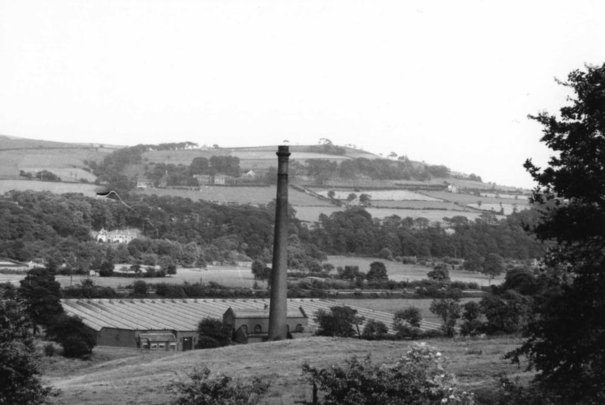 Holme Mill, Summer 1963, Nuttall Hall cottages in distance  
02 - Industry - 01 - Mills
Keywords: Bury-Archive