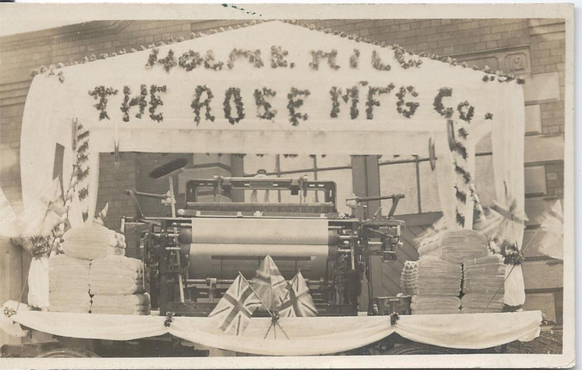 Holme Mill (The Rose Manufacturing Company) postcard - postcard for celebration catalogued at Bury Archives as  
02 - Industry - 01 - Mills
Keywords: Bury-Archive