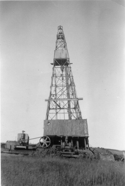 Drilling for oil in Rams.  Picture by donor in 1958 of a rig overlooking Fletcher Bank Quarry, past Shipperbottom Farm. 
02 - Industry - 05 - Miscellaneous Industry
Keywords: Bury-Archive