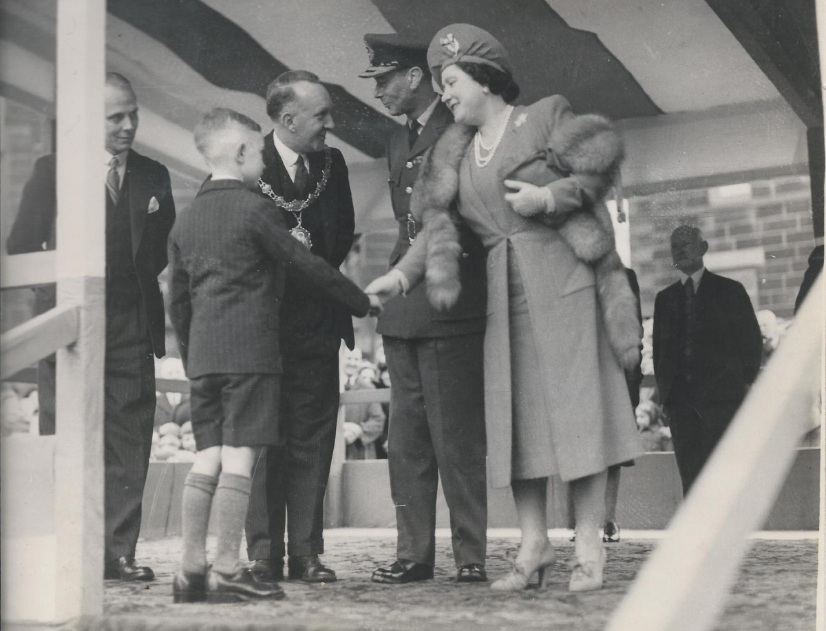 King George and Queen Elizabeth's visit to Ramsbottom 8th March 1945.  Scenes in the Market place - from an album of Mr. G. Holt, Chair of the Council. 
15 - War - 02 - World War 2
Keywords: Bury-Archive