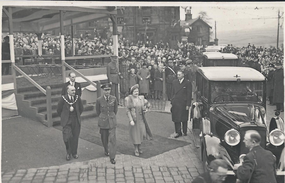 King George and Queen Elizabeth's visit to Ramsbottom 8th March 1945.  Scenes in the Market place - from an album of Mr. G. Holt, Chair of the Council. 
15 - War - 02 - World War 2
Keywords: Bury-Archive