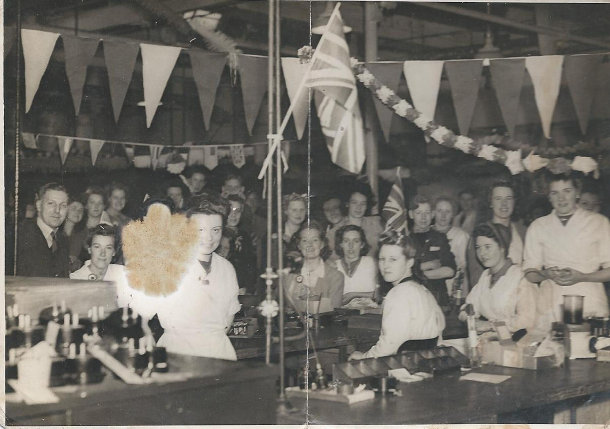 Ferranti's aircraft instrument dept. - Workers celebrating Victory in Europe 
15 - War - 02 - World War 2
Keywords: Bury-Archive