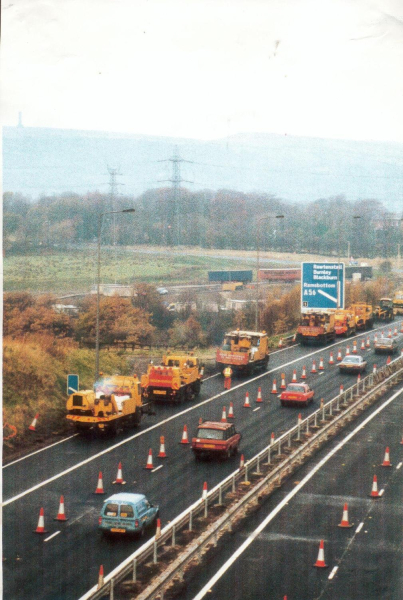 M66 motorway-2. Roadworks 1991.From top of Jacobs Ladder 1989 
16 - Transport - 01 - Car and Roads
Keywords: Bury-Archive