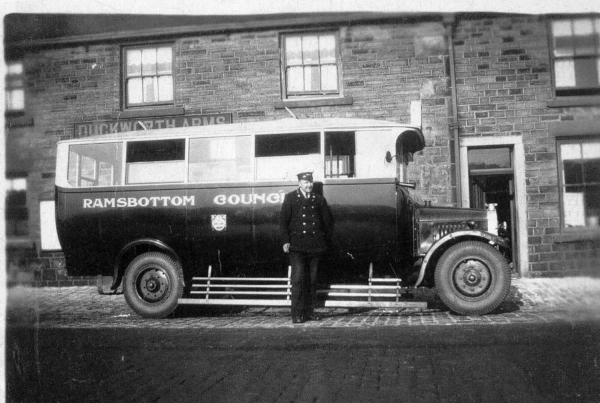 Pace-Egg customs -2 photos-Summerseat & Holcombe Hill l970's See description of custom at 0626 MainArch 
16 - Transport - 02 - Trams and Buses
Keywords: Bury-Archive