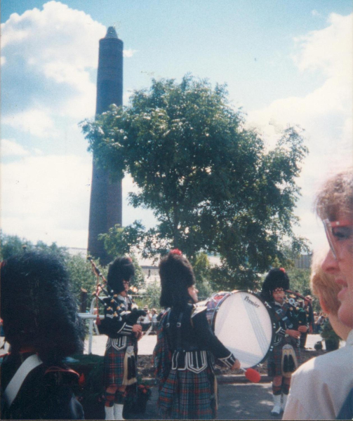 Return of Steam: includes engines,Scottish dancers, pipe band Mrs Palmer in pre-war Humber leaving Grants Arms & with Rev Robin Bardsley   9 photographs Date:25/07/1987
16 - Transport - 03 - Trains and Railways
Keywords: Bury-Archive