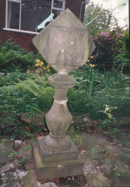 3 photos of sundial, formerly at Carr Bank House ..now at a house at 2 Beech grove, Greenmount. 
17 - Buildings and the Urban Environment - 02 - Houses
Keywords: Bury-Archive