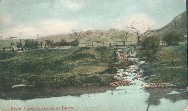 River Irwell & brook at Burrs. Posted 12/9/1906 Summerseat 
18 - Agriculture and the Natural Environment - 03 - Topography
Keywords: Bury-Archive