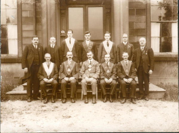 Oddfellows group outside Nuttall Hall   
14 - Leisure - 04 - Events
Keywords: Bury-Archive