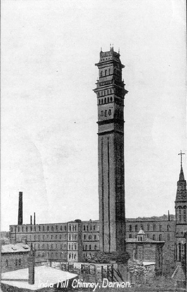 Before 1945 - India Mill and Chimney, Darwen.c. 1920. A Hoyles mill ...