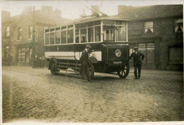 Fleet No: 2- Registration No: TB 8570 - Chassis: Railless Electric Traction - Chassis No: 0 - Body:Milnes Voss - Seating: B28R - Introduced:  B28R - Withdrawn: 1913 - Location: Edenfield - Comments: ? Other Info: (RHS Archive Ref: 1550 - 1 of 3)
16-Transport-02-Trams and Buses-000-General
Keywords: 0