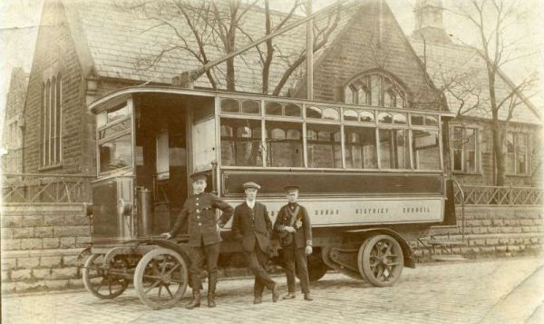 Fleet No: 4- Registration No: TB 8572 - Chassis: Railless Electric Traction - Chassis No: not known - Body:Milnes Voss - Seating: B28R - Introduced:  B28R - Withdrawn: 1913 - Location: Edenfield Church - Comments: 1928? Other Info: (RHS Archive Ref: 1549)
16-Transport-02-Trams and Buses-000-General
Keywords: 0